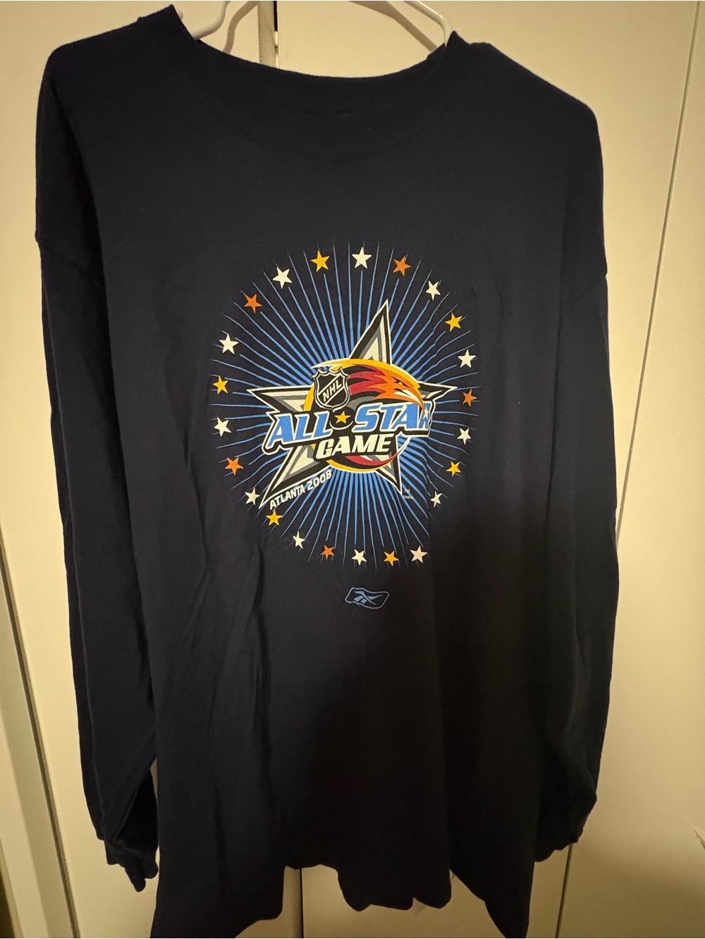 Reebok Navy Blue All-Star Game Long Sleeve Tee with Multi-Color Logo